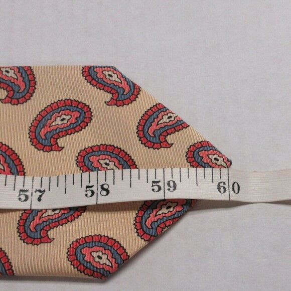 POLO RALPH LAUREN Yellow Red Blue Paisley 100% Silk Tie Handmade USA 60" Long - Picture 8 of 8